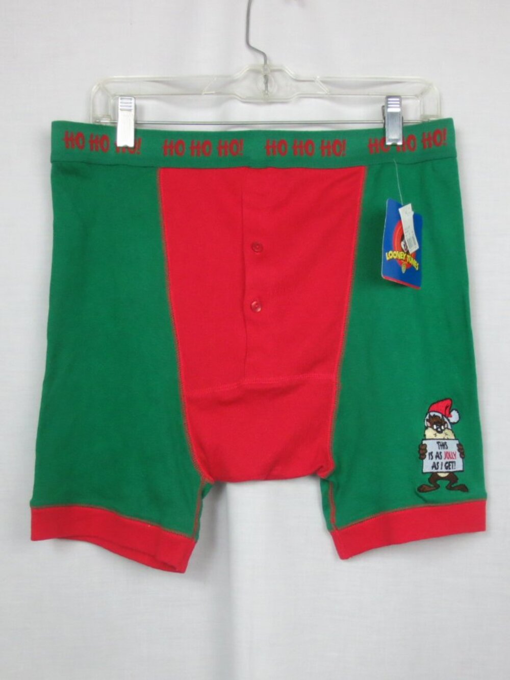 NEW Looney Tunes Boxer Briefs Holiday Taz Character 100% Cotton Jersey Size L